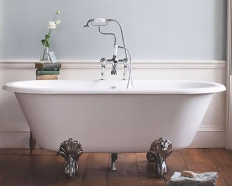 Vasca da bagno in stile Liberty "Casa Padrino", realizzata in pietra naturale, freestanding, 1700 mm, colore bianco. Vasca da bagno retro' e vintage, freestanding