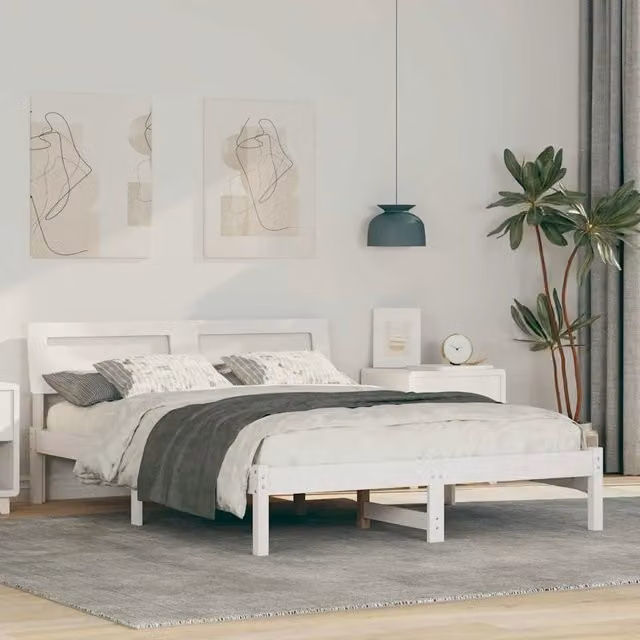 Struttura del letto Bianco 120 x 190 cm Pino massello 872789