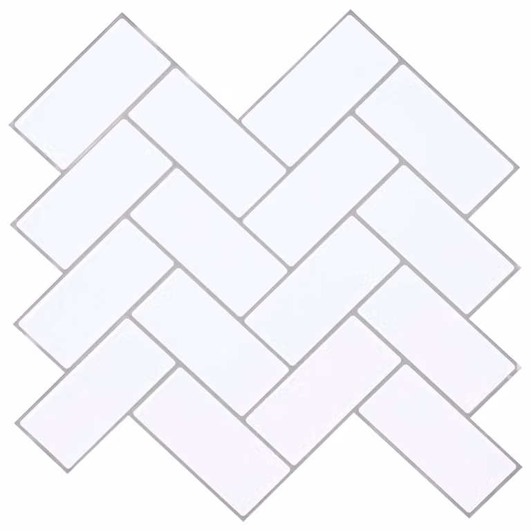 Set di 10 piastrelle effetto spina di pesce vidaXL in plastica, bianco e grigio, 30 x 30 cm