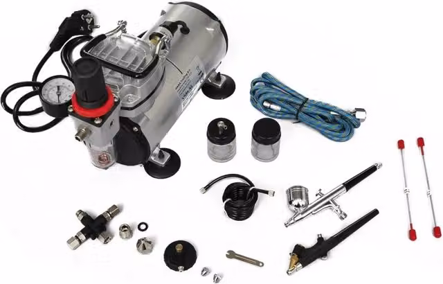 Set Compressore Aerografo con 2 Pistole CFW6718783 Colore Argento