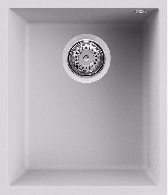 Lavello da incasso sottotop Elleci Quadra 100 in Granitek Bianco con 1 vasca L: 38 cm, P: 44 cm – 1