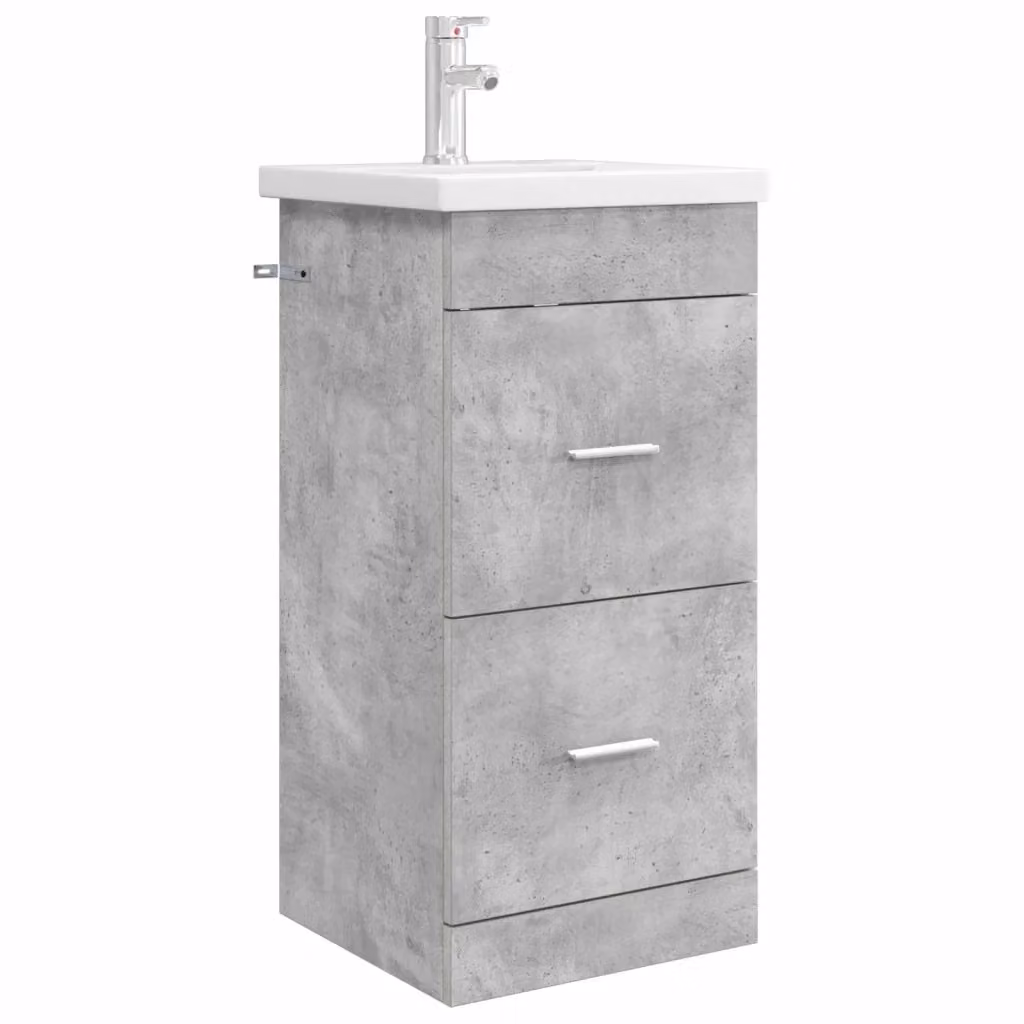 Mobile da bagno moderno vidaXL con lavabo, sospeso, Grigio e Argento, L: 42 cm, P: 40 cm, H: 84,5 cm – 2