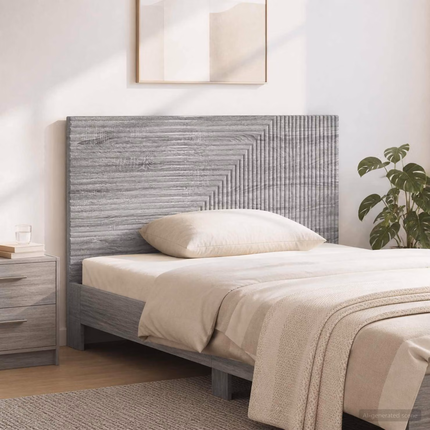 Testiera da muro vidaXL HAARLEM Sonoma grigio in legno ingegnerizzato con ripiano integrato