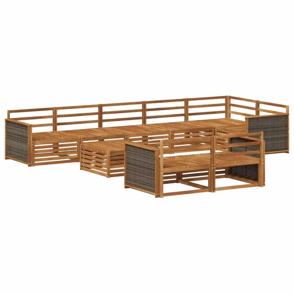 Set di divani da esterno a forma di U vidaXL in legno di acacia marrone con cuscini inclusi – 2