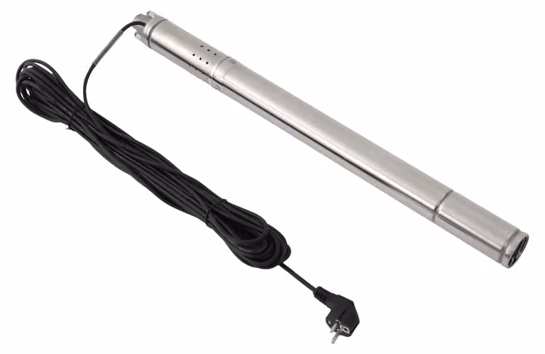 Pompa sommergibile per pozzi profondi, design a pompa sommergibile, alta efficienza, 220V, colore argento