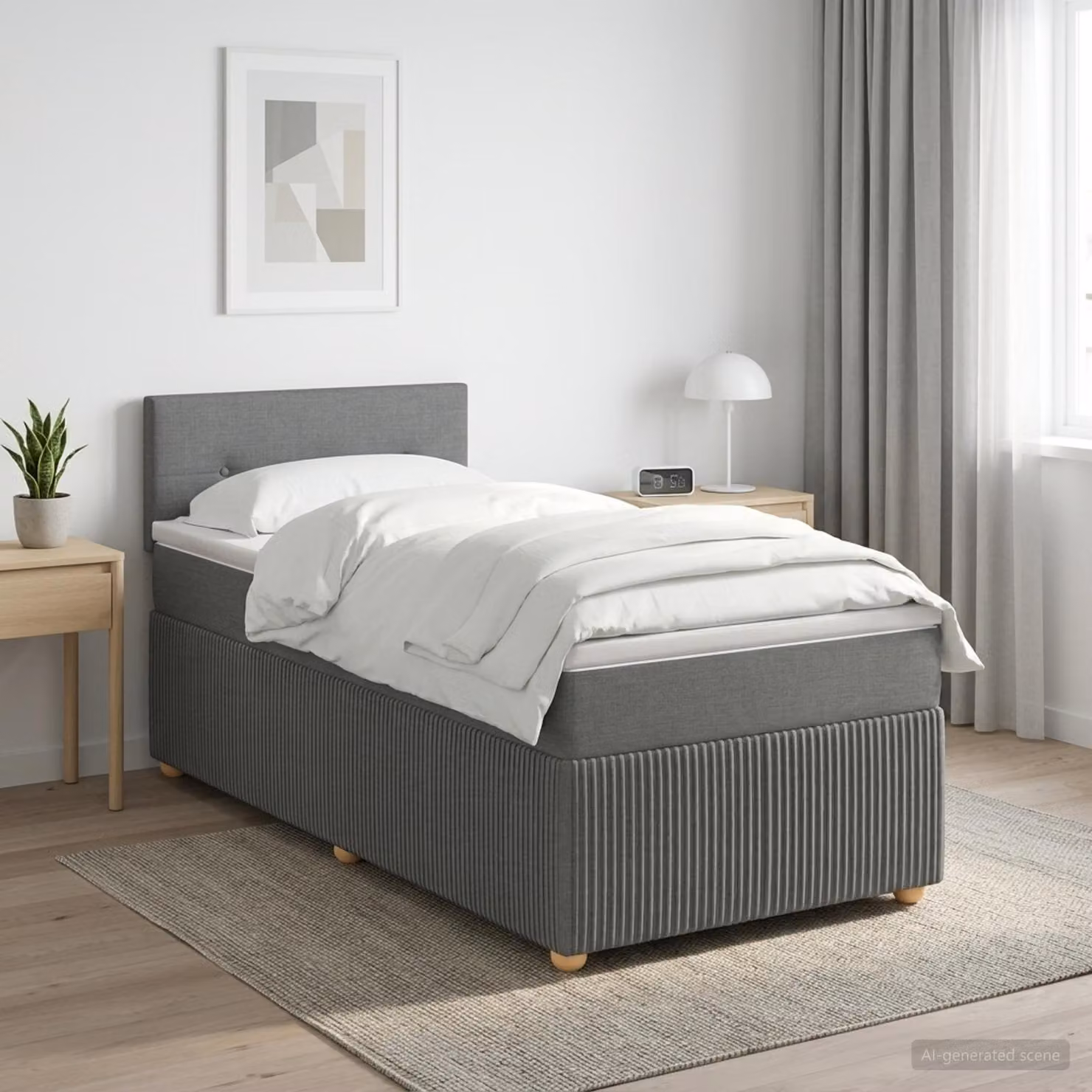 Letto box spring con materasso vidaXL Grigio e Bianco L/P: 100 x 200 cm