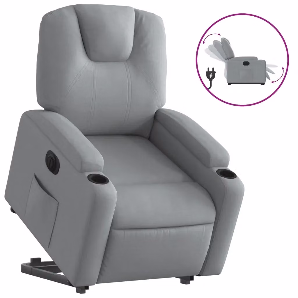 vidaXL Poltrona Reclinante Alzapersona Elettrica Grigia con Braccioli e Supporto per Senior – 2