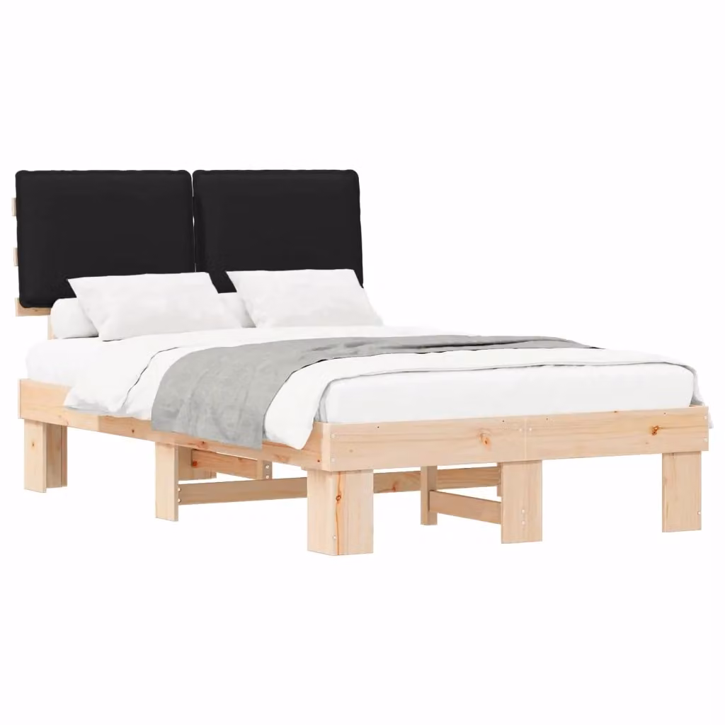 Letto con Testiera Rivestita in Tessuto Nero vidaXL in Pino Massello L/P/H: 120 x 200 x 93 cm – 2