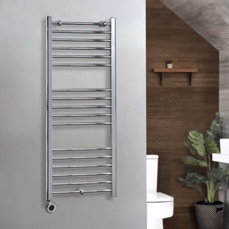 Scaldasalviette Elettrico Dritto Cromato 1200x500mm - Elemento Wi-Fi con presa - Kent
