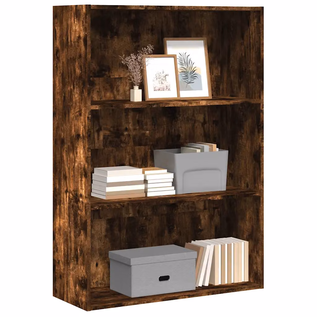 Libreria moderna vidaXL in legno marrone opaco con pannello posteriore, L 80 cm x P 30 cm x H 114 cm