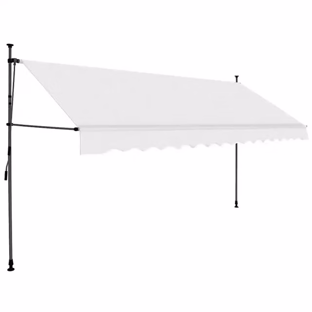 Tenda da sole retrattile manuale DESIGN IN con LED in poliestere e acciaio, colore beige/bianco, L: 350 cm, P: 120 cm