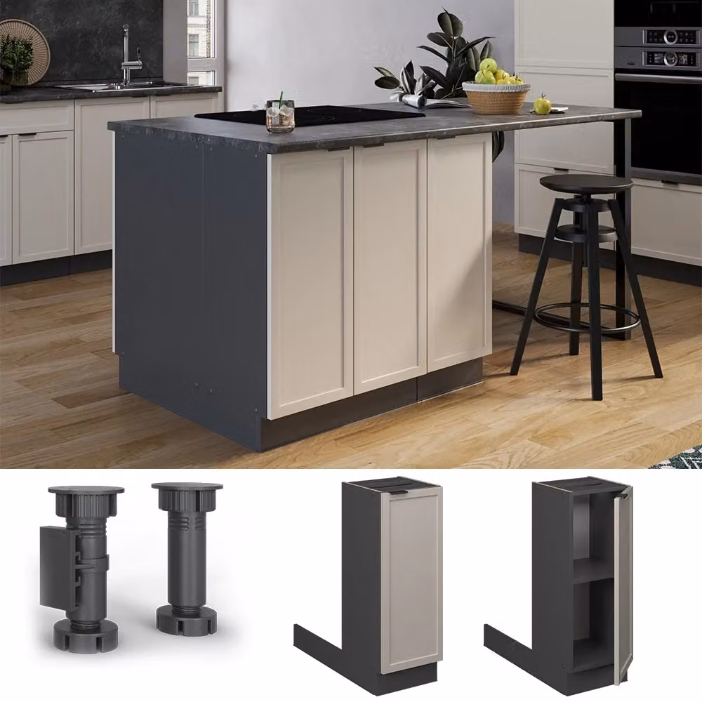 Isola da cucina Vicco Fame-Line base moderna in MDF e metallo, Grigio/Beige/Antracite, L: 30 cm, H: 82 cm – 2