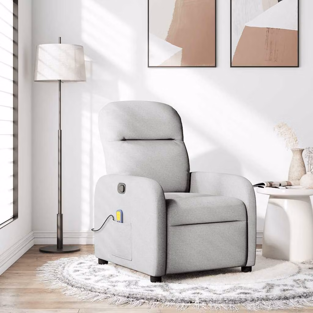 vidaXL Poltrona Reclinabile Relax in Tessuto Grigio con Braccioli