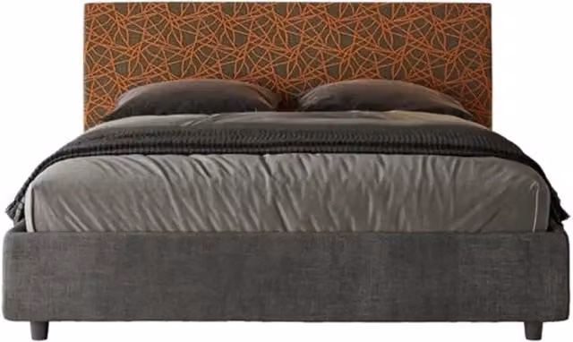 Letto matrimoniale senza rete imbottito 160x200 tessuto Era 4 arancio Arla