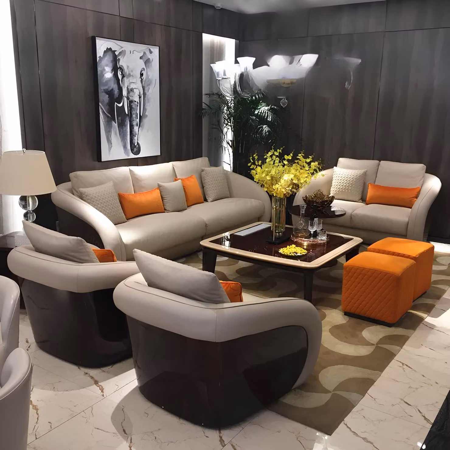 Sofa Couch 4tlg Set Polster Sitz Garnitur Set Leder Sofas Couchen Designer Möbel