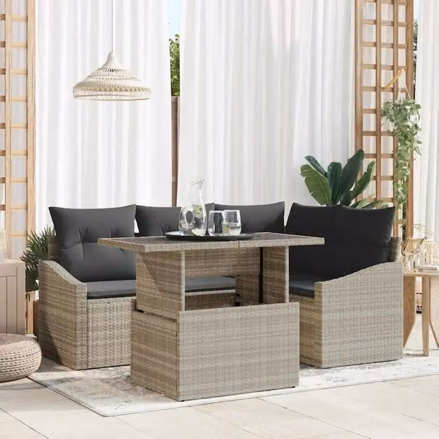 Set Divano da Giardino 5 pz Grigio chiaro e grigio scuro 3357735