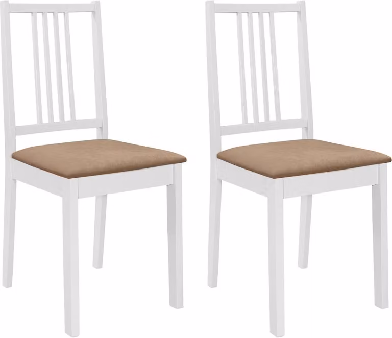 The Living Store Sedie da pranzo con cuscini 2 pz. Legno massiccio bianco