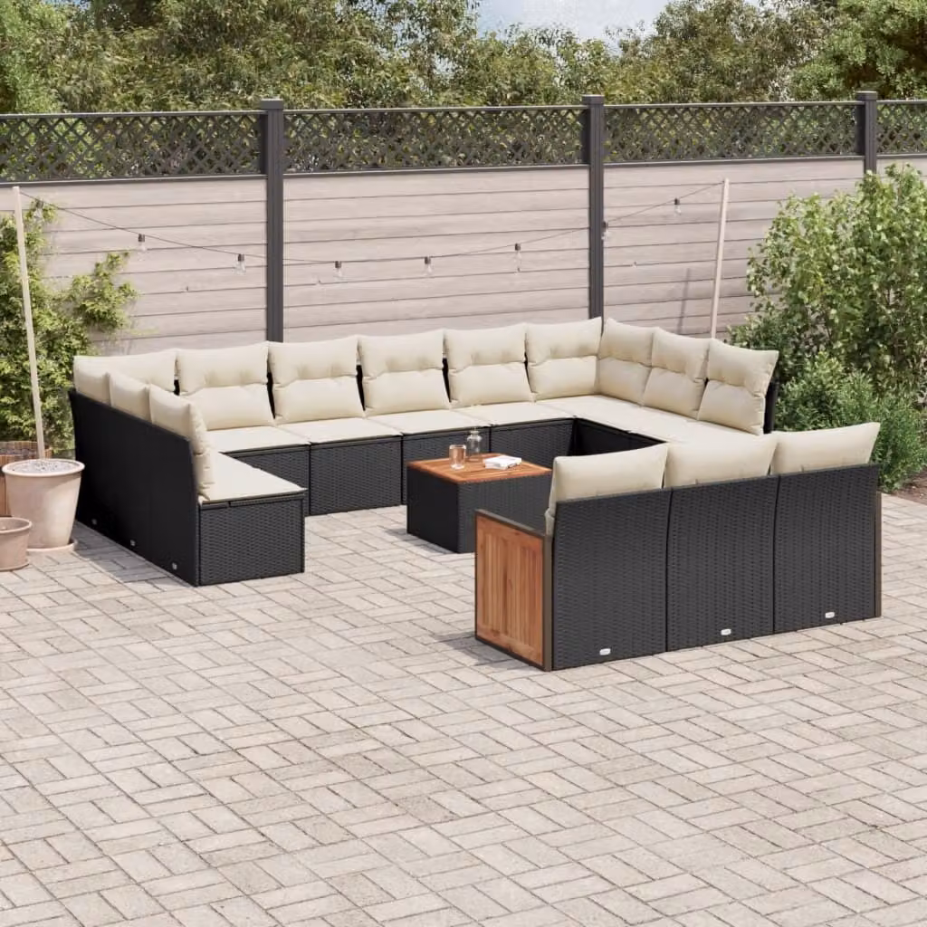 Maison Exclusive - Set Divani da Giardino 14pz con Cuscini in Polyrattan Nero