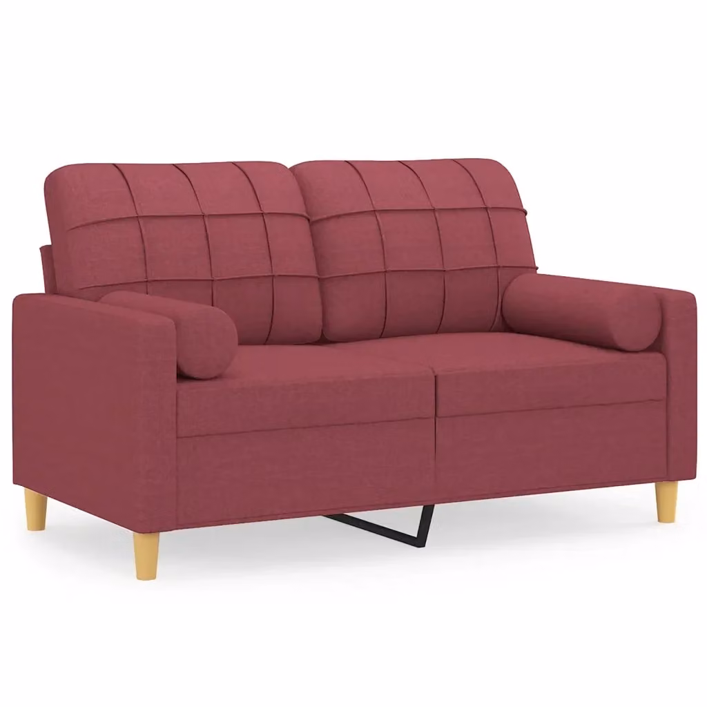 Divano a 2 posti moderno vidaXL in tessuto rosso con cuscini e coperture rimovibili L: 138 cm, P: 77 cm, H: 80 cm – 2