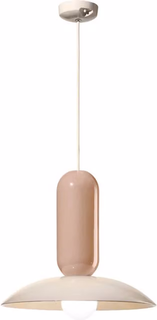 Lampadario a sospensione Ferroluce Pau in ceramica stile Art Déco, colore grigio e beige, 1 luce E27