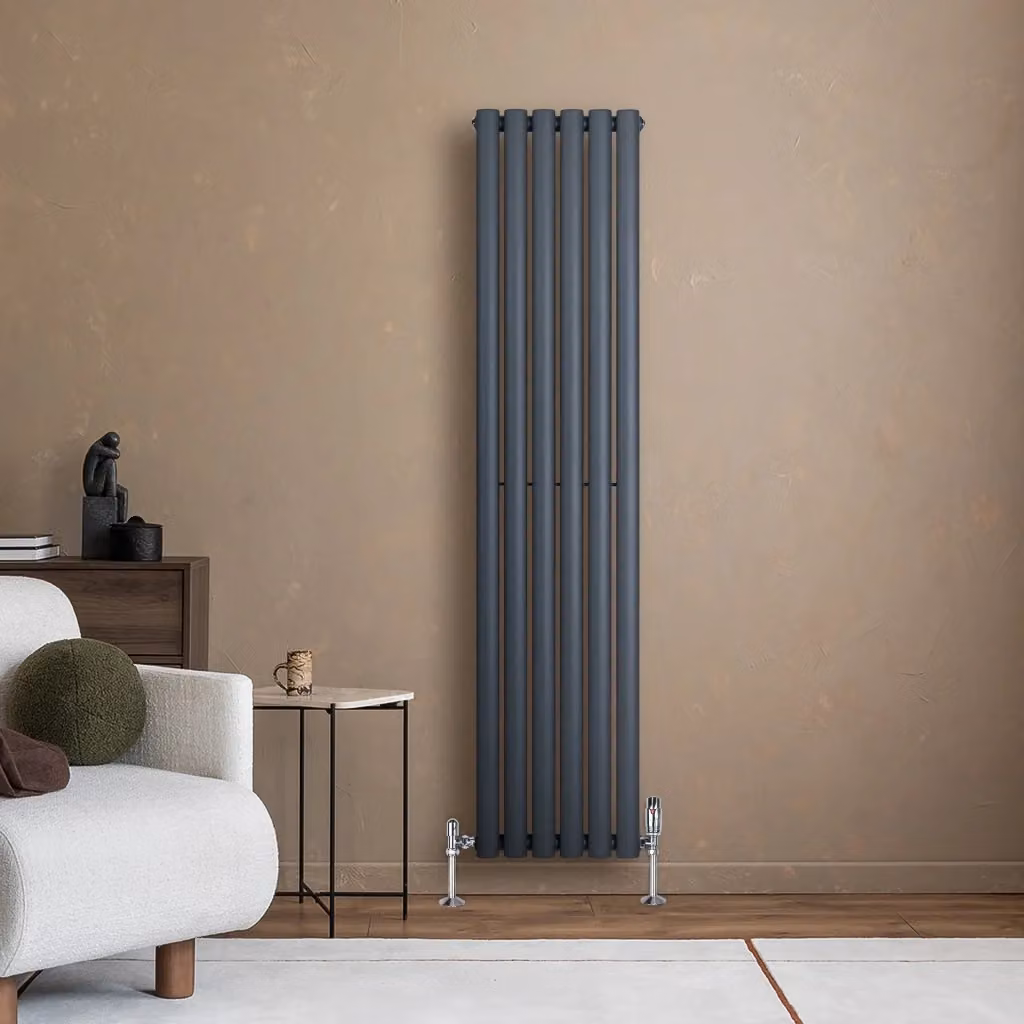 Radiatore Verticale Design Ovale Colonna Singola Monstershop in Acciaio Colore Antracite H: 160 cm, L: 36 cm – 2