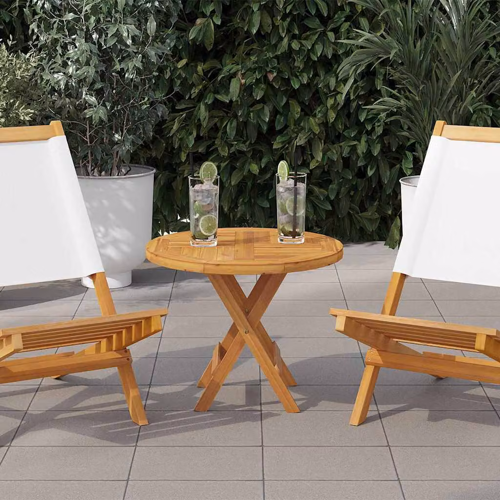 Piano Tavolo Rotondo in Legno Massello di Teak vidaXL, Colore Marrone, Diametro: 50 cm, Spessore: 2,5 cm