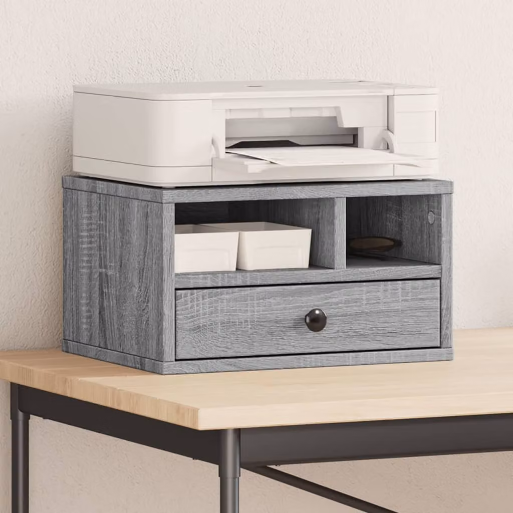Supporto Stampante vidaXL in Legno Multistrato e MDF, Grigio Sonoma, L 40 cm x P 32 cm x H 22,5 cm