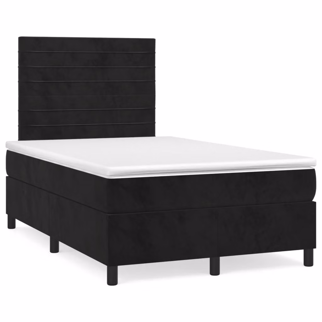 Letto Ibrido vidaXL in Velluto Nero con Materasso, Illuminazione LED e Porte USB, L/P: 120 x 200 cm