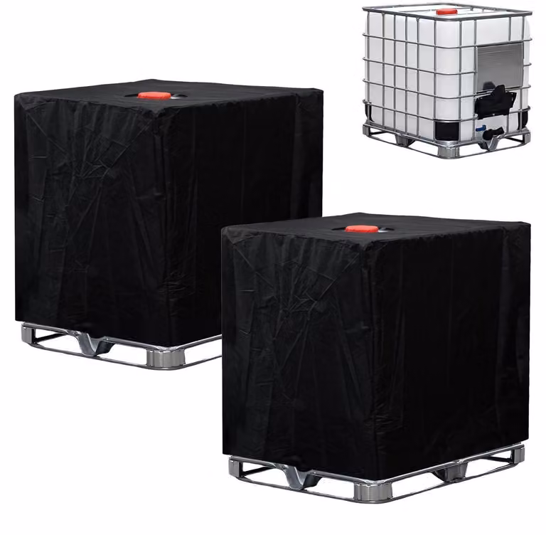 Copertura per serbatoio IBC da 1000 litri, bidone per la raccolta dell'acqua piovana, pellicola UV nera, dimensioni 120x100x116 cm