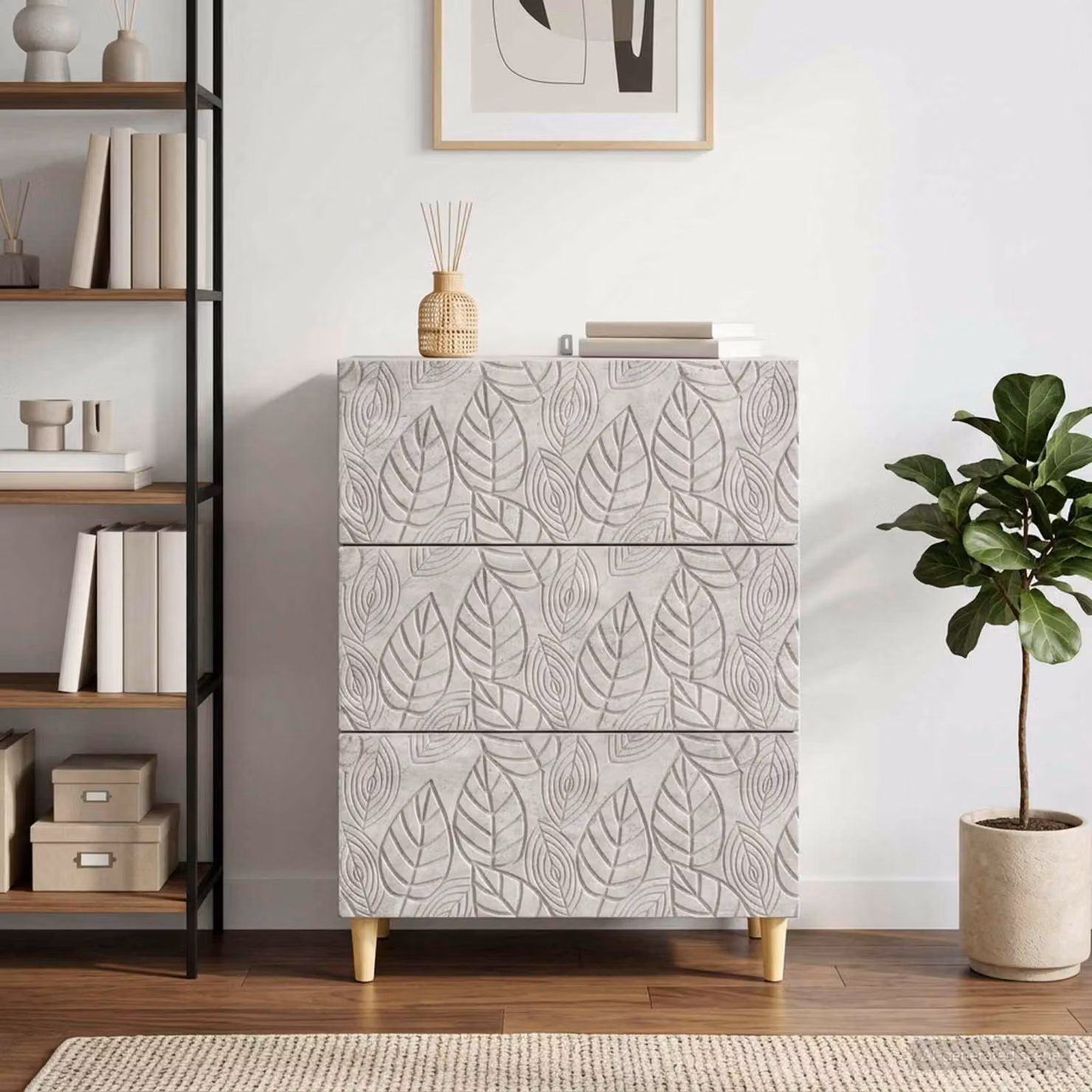 Carrello mobile con cassetti vidaXL in stile moderno, colore grigio cemento, L 66 x P 34,5 x H 90 cm