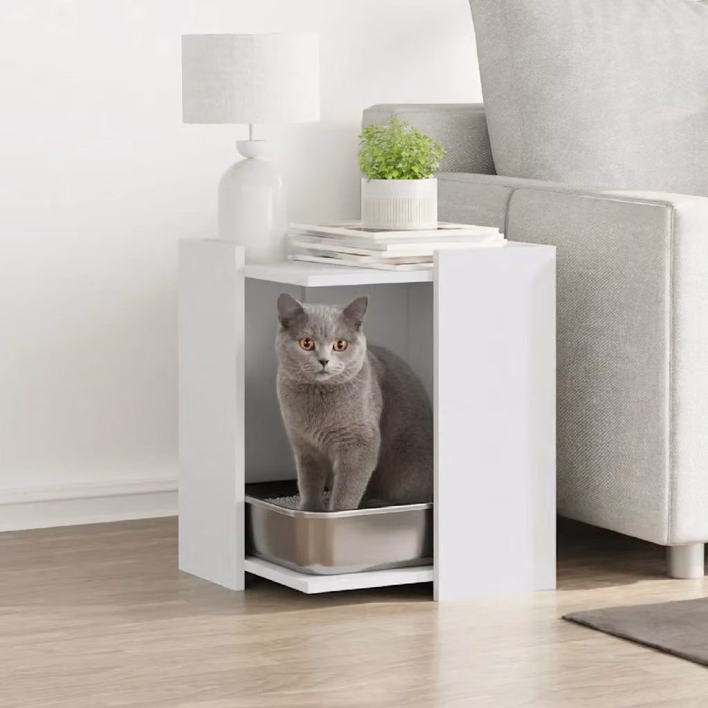 vidaXL Rifugio per lettiera per gatti Bianco L: 42 cm, P: 42 cm, H: 51 cm