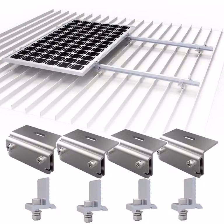 4 supporti per tegole con morsetto di stabilizzazione, acciaio inossidabile, colore argento