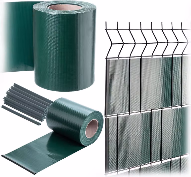 Strisce di protezione in PVC KADAX 35 m x 19 cm, verde, per recinzione a due picchetti, schermo di protezione con 20 clip di fissaggio, frangivento, pellicola per recinzione a picchetto