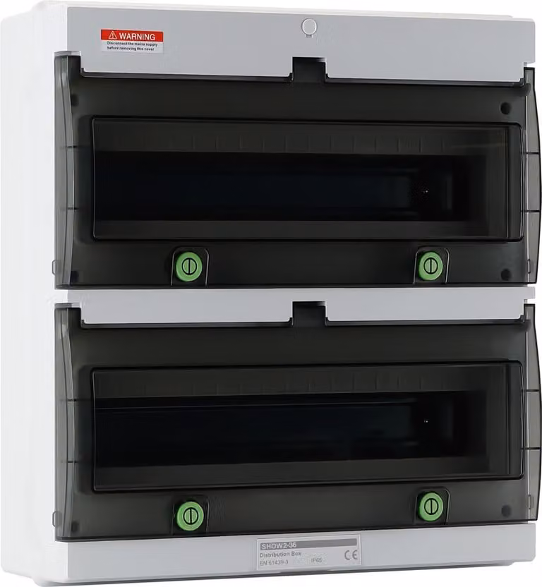 Quadro di distribuzione Offgridtec da 36 moduli con guida DIN, grado di protezione IP66, resistente ai raggi UV, a prova di acqua e polvere