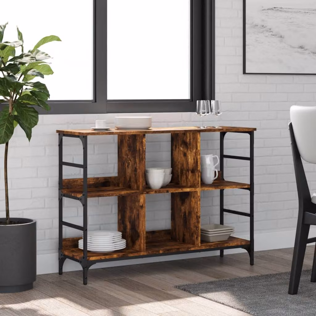 Credenza vidaXL in Rovere Fumo e Legno Multistrato, L: 102 cm, P: 32 cm, H: 73,5 cm
