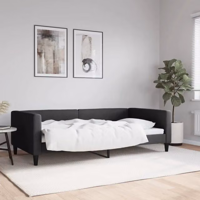 Letto da giorno moderno vidaXL in tessuto nero L: 200 cm, P: 110 cm, H: 68 cm