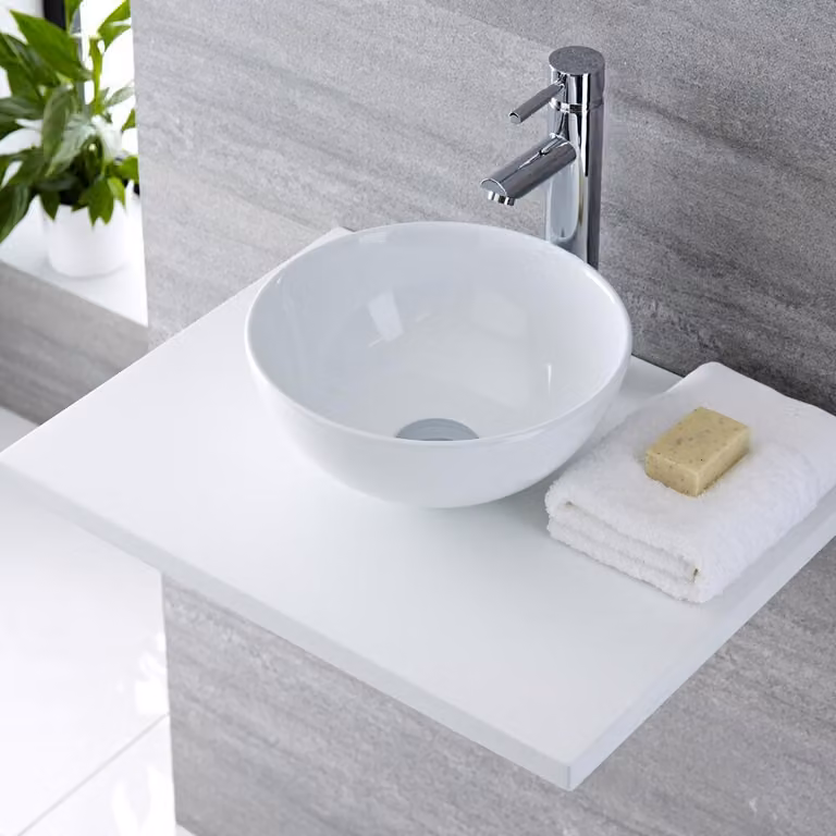 Lavabo Appoggio Tondo Bianco 140x320mm - Ashbury