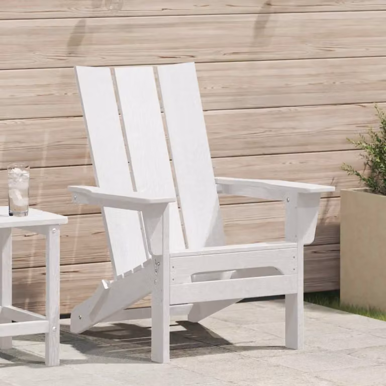 Sedia Adirondack pieghevole vidaXL in HDPE bianco L 80,5 cm x P 74,5 cm x H 92 cm
