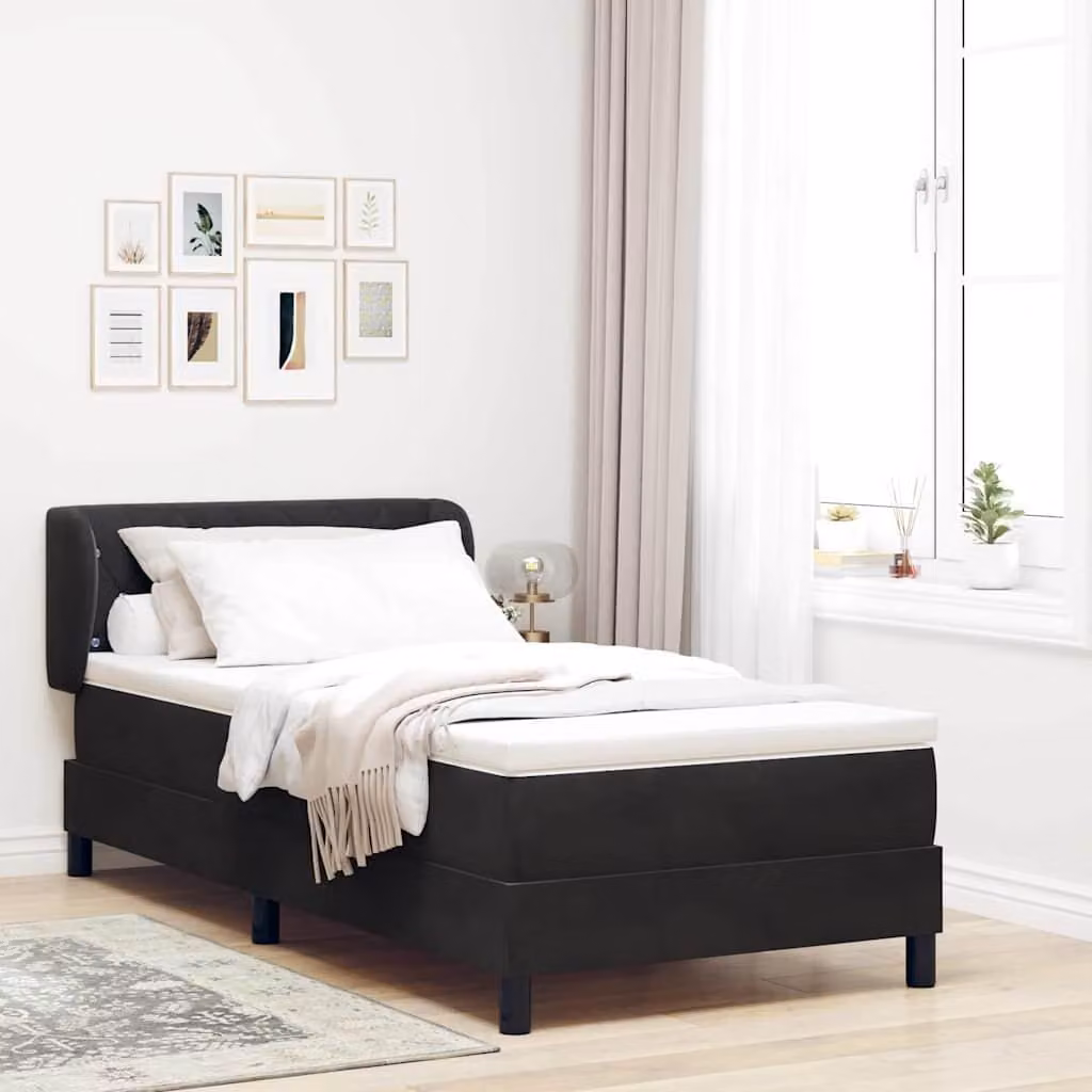 Maison Exclusive - Letto boxspring con testiera, nero, 100 x 200 cm, velluto