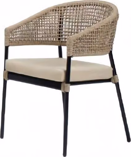 Sessel Modern Design Couch Sofa Beige Hochwertig Rattan Polster Sitzer Luxus