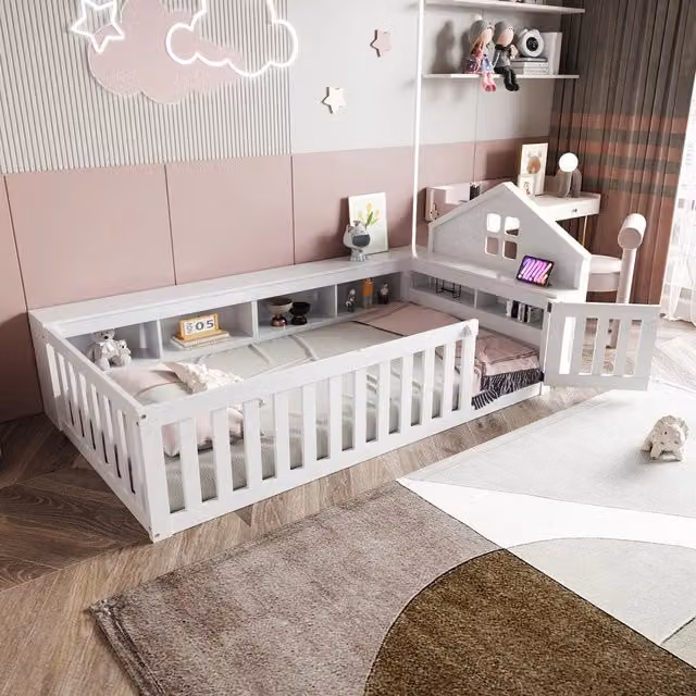 Letto Singolo per Bambini con Contenitore e Rete a Doghe ¨C MINIMAL ¨C Massello Bianco 90x200