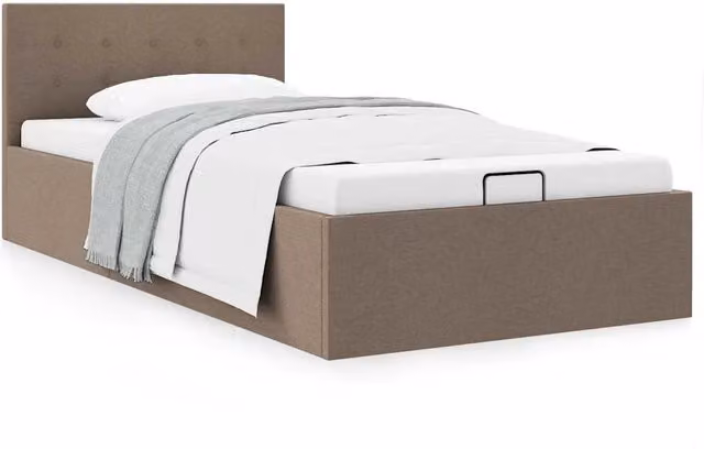 Giroletto con Contenitore-Struttura Letto con contenitore Grigio Talpa in Tessuto 90x200 cm
