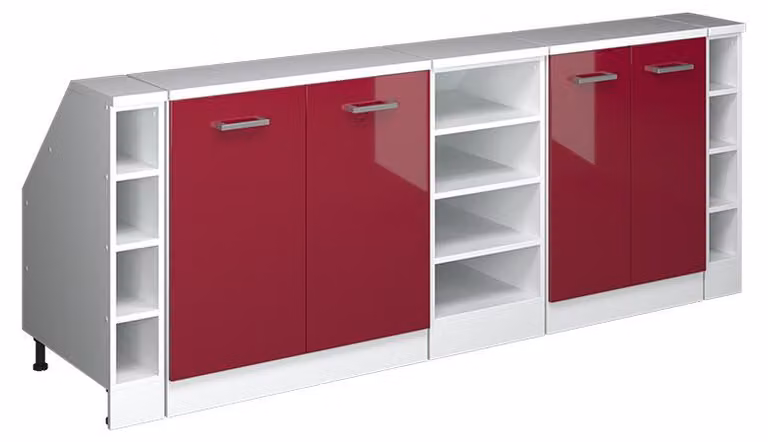 Mobile cucina sottotetto Vicco R-Line Rosso lucido 210 cm Set di 5 carcasse armadio profondità 60 cm, Model 60144