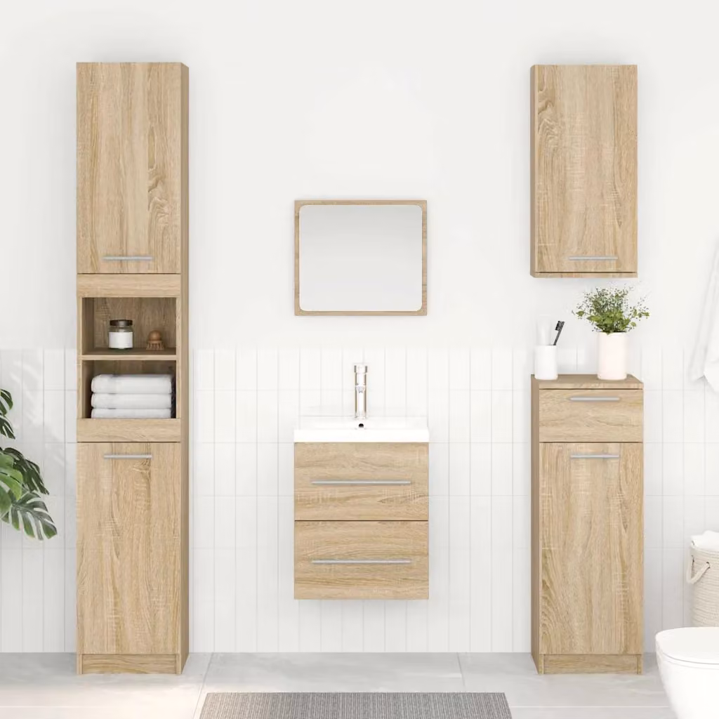 Armadio sottolavello da bagno vidaXL in Rovere Sonoma con cassetti e ante, L/P/H: 38,5 x 41 x 48 cm