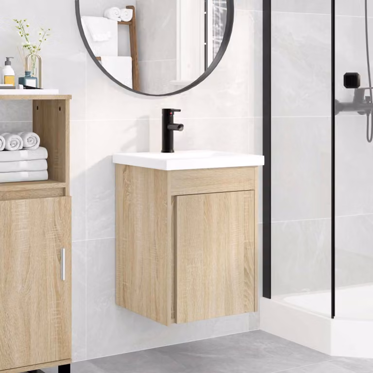 Mobile bagno con rubinetto vidaXL in Rovere Sonoma, L 42 cm x P 40 cm x H 74,5 cm
