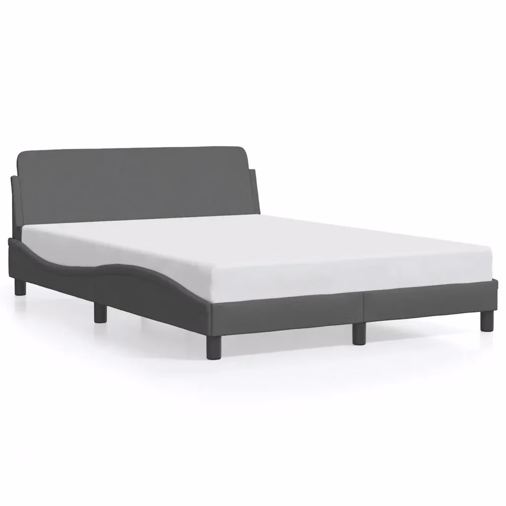 Struttura letto moderna vidaXL in tessuto grigio con dettagli in legno e metallo L/P/H: 140 x 208 x 74,5 cm – 2