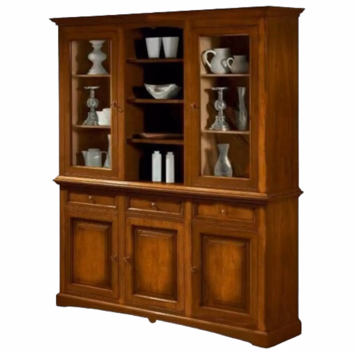 Cristalleria Mobili 2G in legno con 3 ante e ante in vetro, colore marrone, L: 170 cm, P: 46 cm, H: 215 cm – 4
