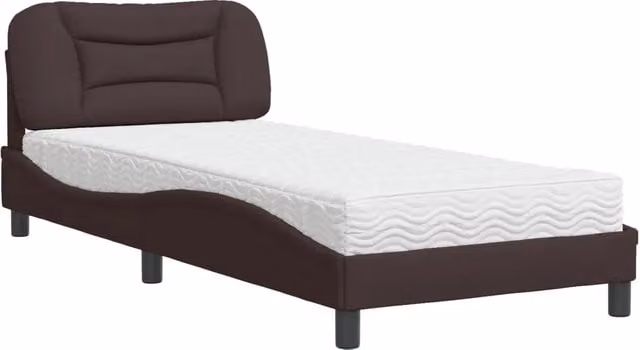Letto singolo | Letto per adulti | Letto con Materasso Hvar Marrone Scuro 80x200 cm in Tessuto