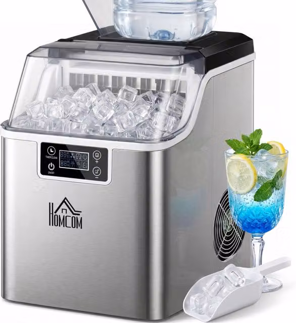 Macchina del Ghiaccio Autopulente ¨C Xylo ¨C Acciaio Inox, 24 Cubetti, Display LCD, 25.2x36x37.1 cm