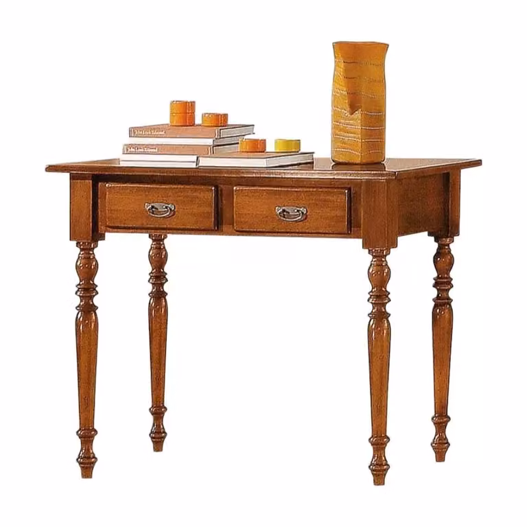 Scrivania classica con 2 cassetti Mobili 2G in legno color noce L: 105 cm, P: 55 cm, H: 78 cm
